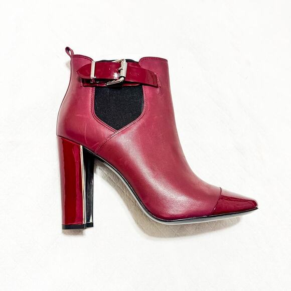 Pour La Victoire Bissit Ankle Boot Red Patent Leather Contrast Toe Size 9.5 NEW - Picture 2 of 6